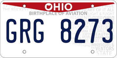 OH license plate GRG8273