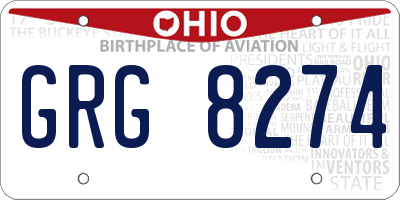 OH license plate GRG8274