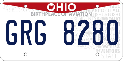 OH license plate GRG8280