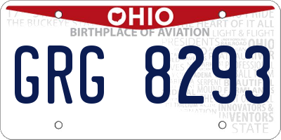 OH license plate GRG8293