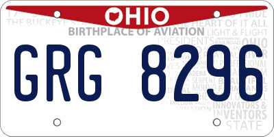 OH license plate GRG8296