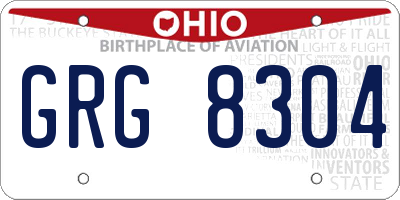 OH license plate GRG8304
