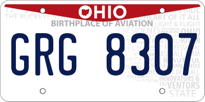 OH license plate GRG8307