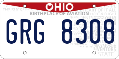 OH license plate GRG8308