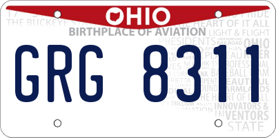 OH license plate GRG8311
