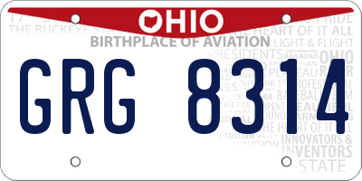 OH license plate GRG8314