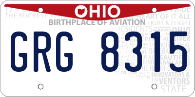OH license plate GRG8315
