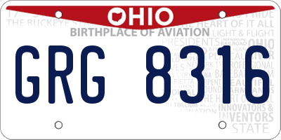 OH license plate GRG8316