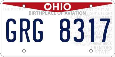 OH license plate GRG8317