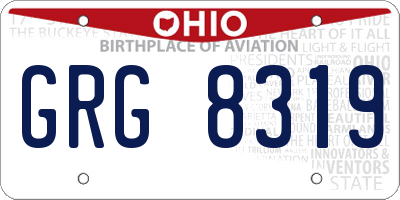 OH license plate GRG8319
