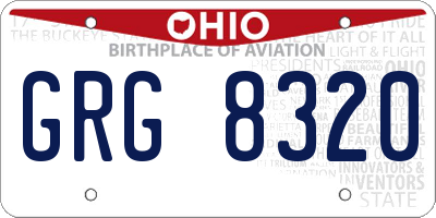 OH license plate GRG8320