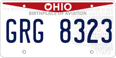 OH license plate GRG8323