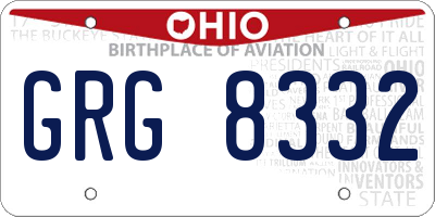 OH license plate GRG8332