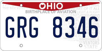 OH license plate GRG8346