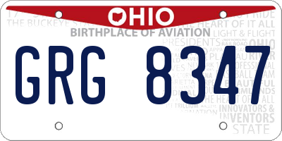 OH license plate GRG8347