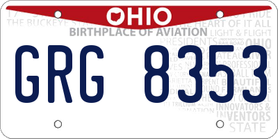OH license plate GRG8353