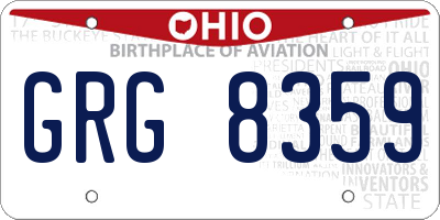OH license plate GRG8359