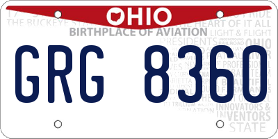 OH license plate GRG8360