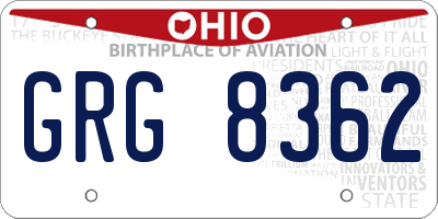 OH license plate GRG8362