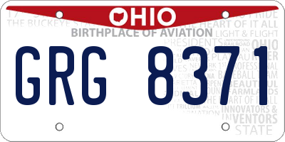 OH license plate GRG8371