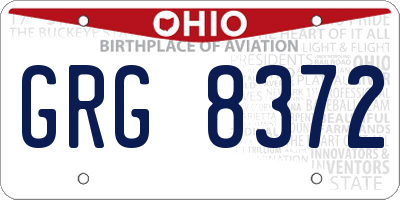 OH license plate GRG8372