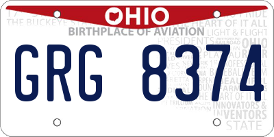OH license plate GRG8374