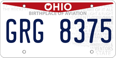 OH license plate GRG8375
