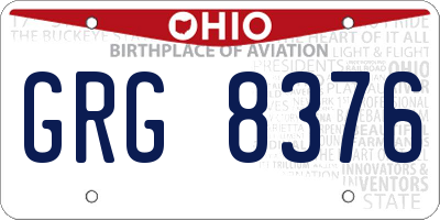 OH license plate GRG8376
