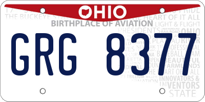 OH license plate GRG8377