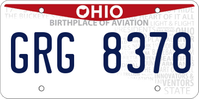 OH license plate GRG8378
