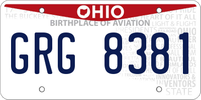 OH license plate GRG8381