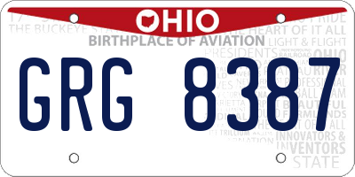 OH license plate GRG8387
