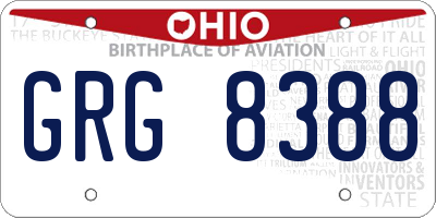 OH license plate GRG8388