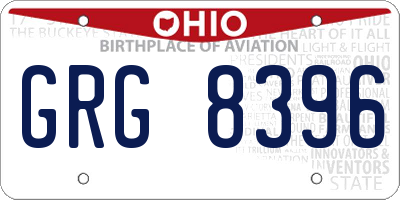 OH license plate GRG8396