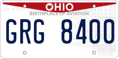 OH license plate GRG8400