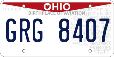 OH license plate GRG8407