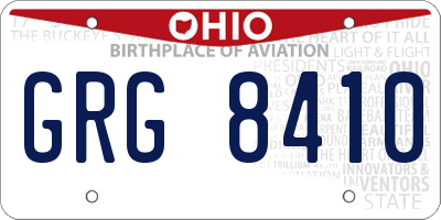 OH license plate GRG8410