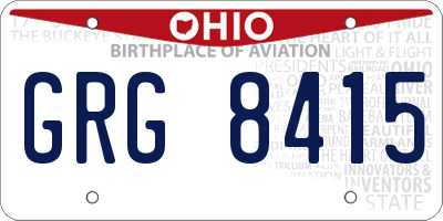OH license plate GRG8415