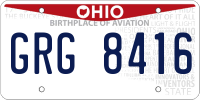 OH license plate GRG8416
