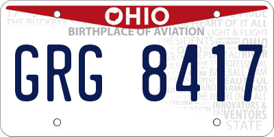 OH license plate GRG8417
