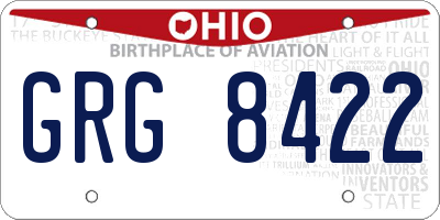 OH license plate GRG8422