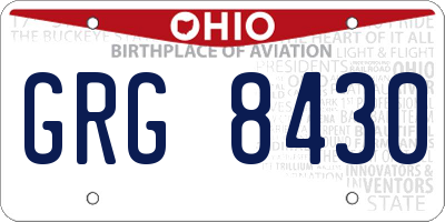 OH license plate GRG8430