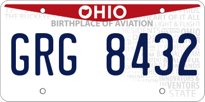 OH license plate GRG8432