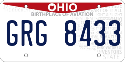 OH license plate GRG8433