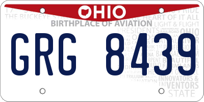 OH license plate GRG8439