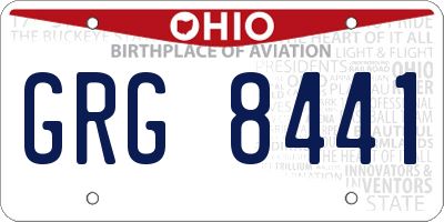 OH license plate GRG8441