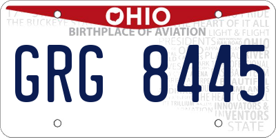 OH license plate GRG8445