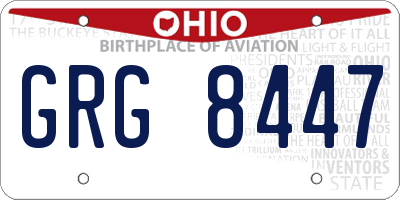 OH license plate GRG8447