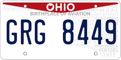 OH license plate GRG8449