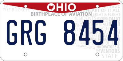 OH license plate GRG8454
